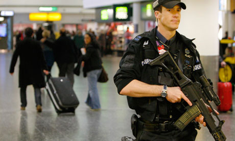 Machine guns on a crowded concourse equals 'safety'?